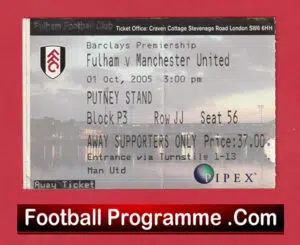 Fulham v Manchester United 2005 – Match Ticket