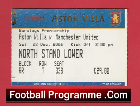 Aston Villa v Manchester United 2006 - Match Ticket - Image 2