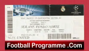 Real Madrid v Manchester United 2013 – Football Ticket