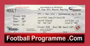 Reading v Manchester United 2007 – Match Ticket