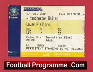 Everton v Manchester United 2004 – Football Ticket