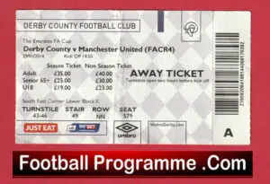 Derby County v Manchester United 2016 – Football Ticket FA Cup