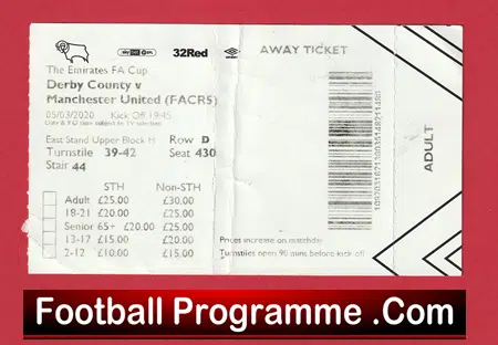 Derby County v Manchester United 2020 - Football Ticket Covid Season - Image 2