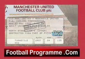 Manchester United v Newcastle United 1995 – Match Ticket