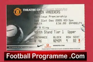 Manchester United v Bolton Wanderers 2005 – Match Ticket