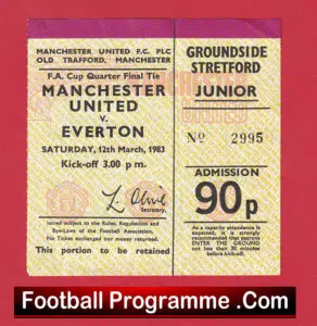 Manchester United v Everton 1983 – Football Ticket FA Cup QF