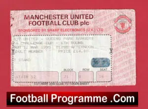 Manchester United v QPR 1995 – Football Ticket