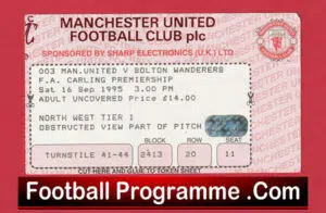 Manchester United v Bolton Wanderers 1995 – Match Ticket