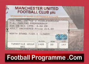 Manchester United v Middlesbrough 1995 – Football Ticket