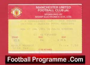 Manchester United v QPR 1991 – Football Ticket