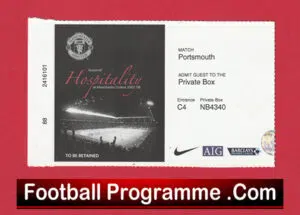 Manchester United v Portsmouth 2010 – Private Box Ticket