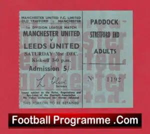 Manchester United v Leeds United 1966 – Match Ticket