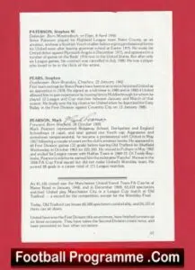 Manchester United Mark Pearson Autograph Signed Biography Book Sheet Man Utd