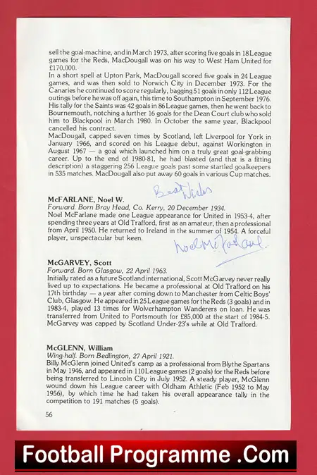 Manchester United Noel McFarlane Autograph Signed Biography Book Sheet Man Utd - Image 2