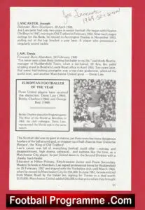 Manchester United Joe Lancaster Autograph Signed Biography Book Sheet Man Utd