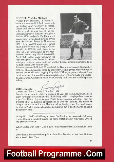Manchester United Ronnie Cope Autograph Signed Biography Book Sheet Man Utd - Image 2