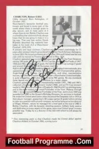 Manchester United Bobby Charlton Autograph Signed Biography Book Sheet Man Utd