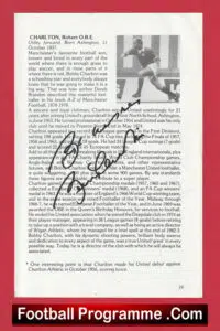 Manchester United Bobby Charlton Autograph Signed Biography Book Sheet Man Utd