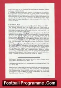 Manchester United Noel Cantwell Autograph Signed Biography Book Sheet Man Utd