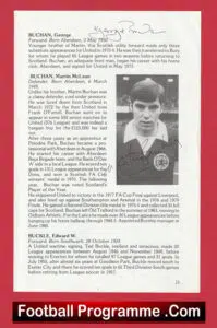 Manchester United Martin Buchan Autograph Signed Biography Book Sheet Man Utd