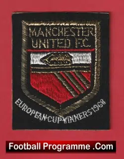 Manchester United Football Club European Cup Winners Crest Badge Patch 1968