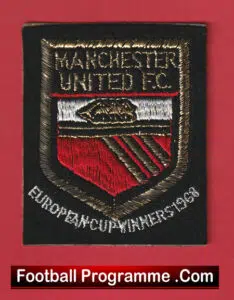 Manchester United Football Club European Cup Winners Crest Badge Patch 1968