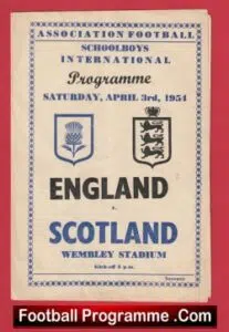 England v Scotland 1954 – Schoolboys Wembley Pirate