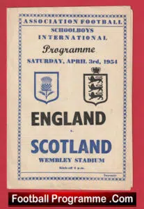 England v Scotland 1954 – Schoolboys Wembley Pirate