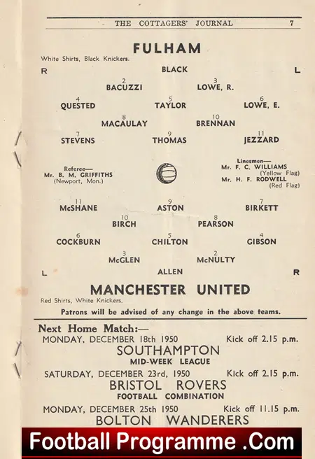 Fulham v Manchester United 1950 - Man Utd 1950's - Image 3