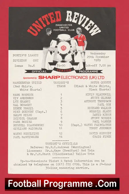Manchester United v Notts County 1989 - Reserves + Lee Sharpe - Image 2
