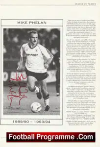 Manchester United Mike Phelan Autograph Signed Man Utd