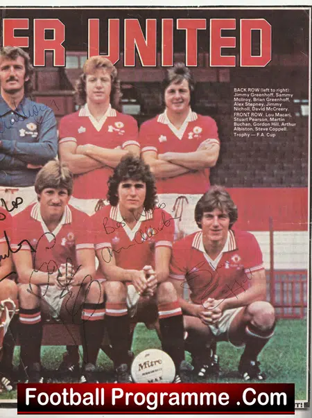Manchester United Football Club Multi Signed Autographed Picture 1980s - Image 3