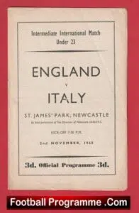 England v Italy 1960 – U23 at Newcastle – Bobby Moore Debut – B Charlton