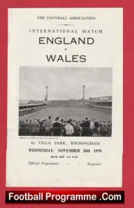 England v Wales 1958 – Aston Villa + Bobby Charlton