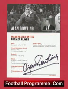 Manchester United Alan Gowling Autograph Signed Man Utd