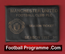 Manchester United League Match Ticket Book LMTB 1993 1994