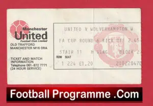 Manchester United v Wolves 1976 – FA Cup Ticket