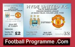 Manchester City v Manchester United 2002 – Senior Cup Football Ticket