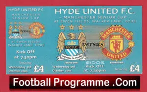 Manchester City v Manchester United 2001 – Senior Cup Match Ticket October