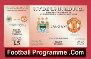 Hyde United v Manchester United 2004 – Senior Cup Ticket March