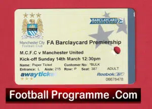 Manchester City v Manchester United 2004 – Ticket First Derby Match