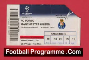 Porto FC v Manchester United 2004 – Match Ticket Portugal