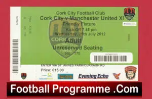 Cork City v Manchester United 2012 – Match Ticket Ireland