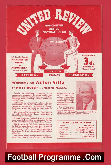 Manchester United v Aston Villa 1963 - Emergency Red Issue - Image 2