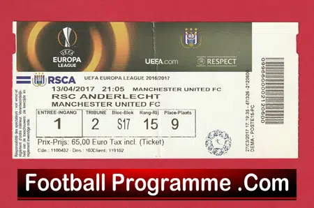 Anderlecht v Manchester United 2017 - Football Ticket - Image 2