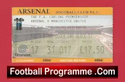 Arsenal v Manchester United 1999 – Match Ticket