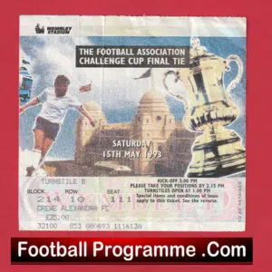 Arsenal v Sheffield Wednesday 1993 – FA Cup Final Ticket