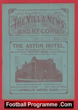 Aston Villa v Blackpool 1921 – 1920’s Football Programmes