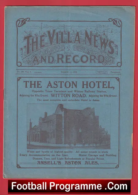 Aston Villa v Bolton Wanderers 1920 - 1920s Football Programmes - Image 2