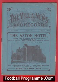 Aston Villa v Bolton Wanderers 1920 – 1920s Football Programmes